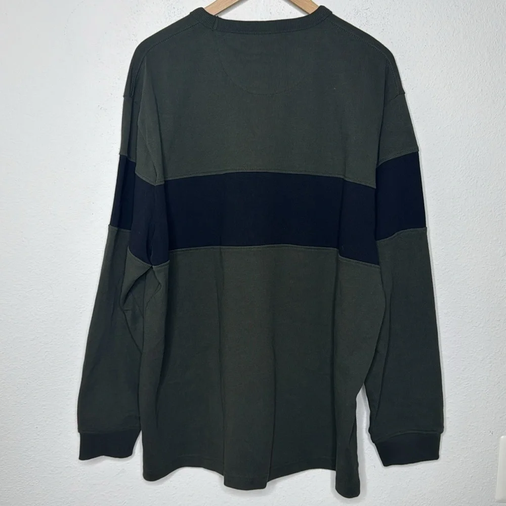 Frank and Oak relaxed long sleeve green organic cotton pullover size XXL/TTG